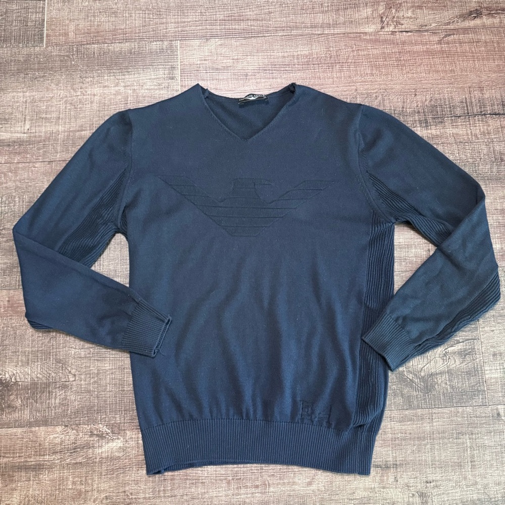 Emporio Armani Dark Blue V-Neck Sweater